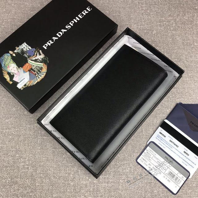 prada錢包 普拉達專櫃最新十字紋牛皮款 2MV836 PRADA男士西裝錢夾  pyd2112